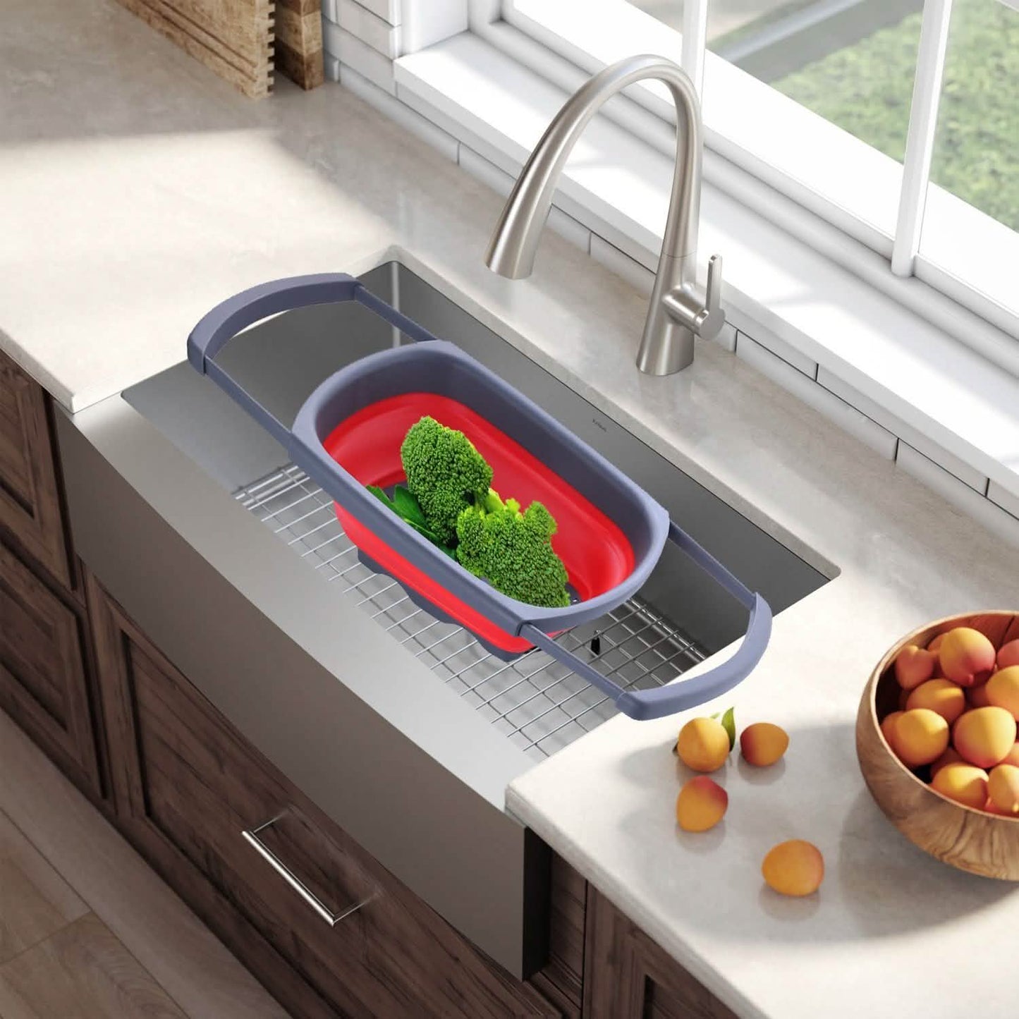 Over-The-Sink Collapsible Colander With Extendable Handles DailySale