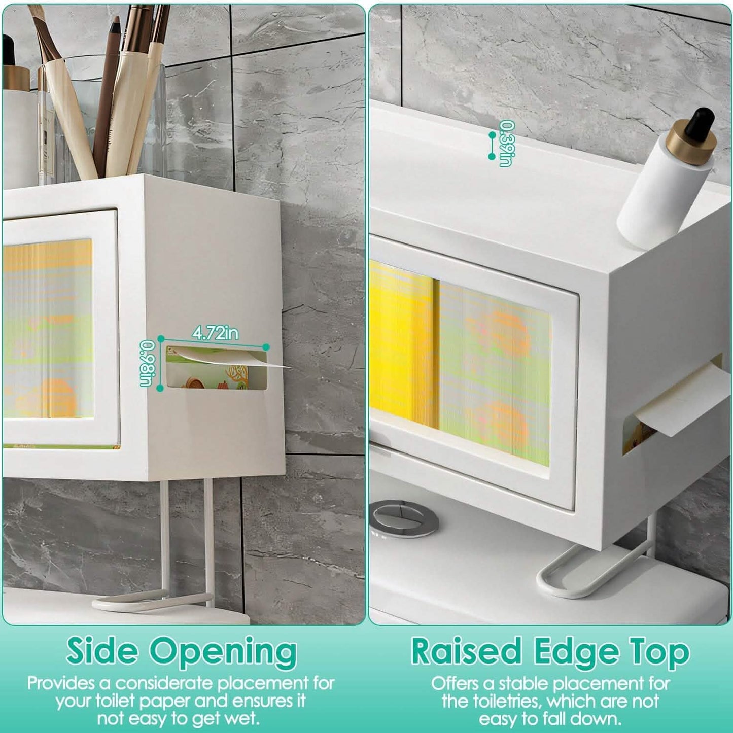 Over the Toilet Storage Cabinet with Dust-Proof Transparent Magnetic Door Side Opening DailySale