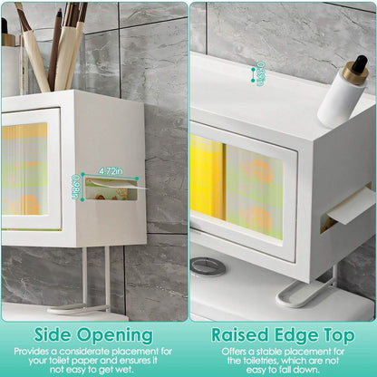 Over the Toilet Storage Cabinet with Dust-Proof Transparent Magnetic Door Side Opening DailySale