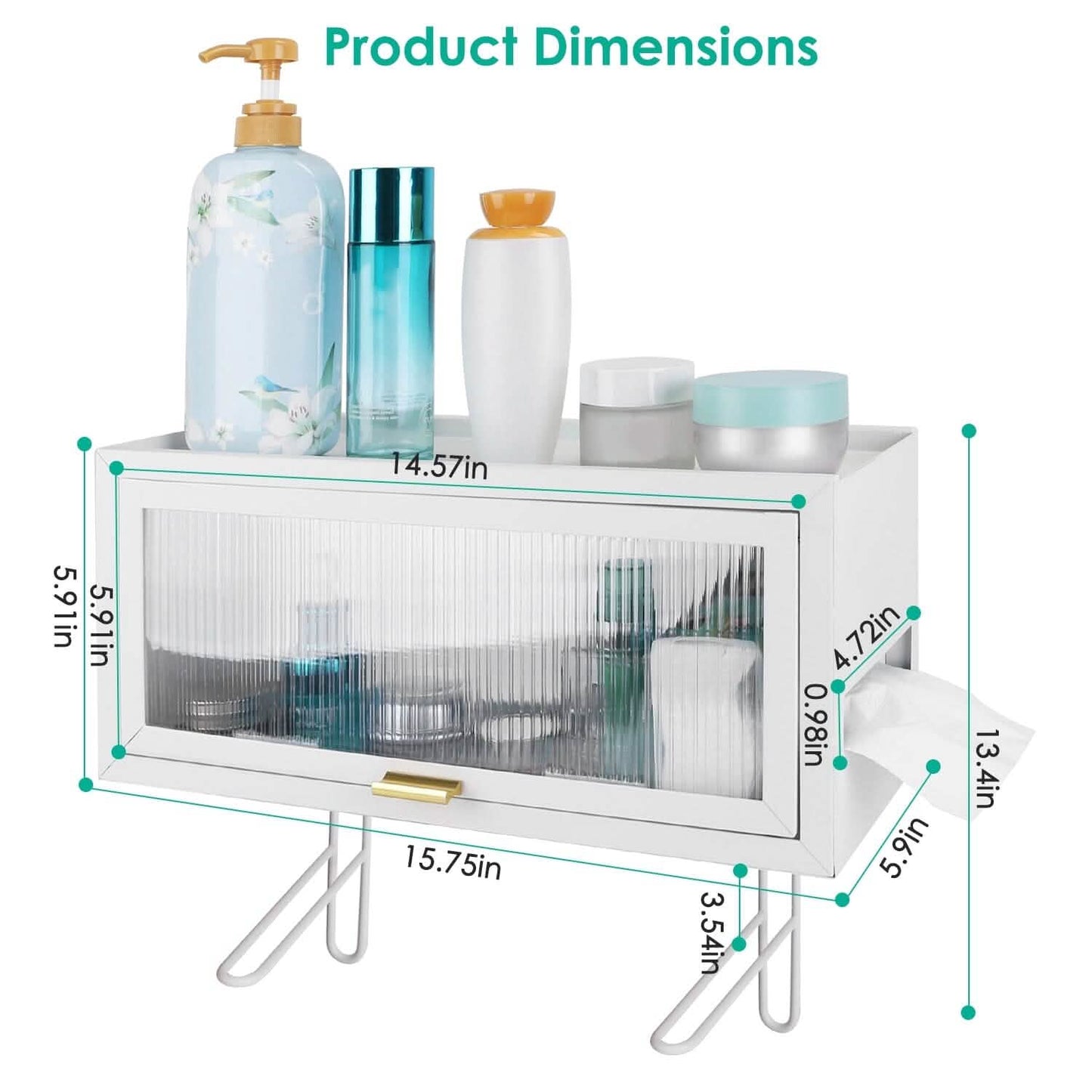 Over the Toilet Storage Cabinet with Dust-Proof Transparent Magnetic Door Side Opening DailySale