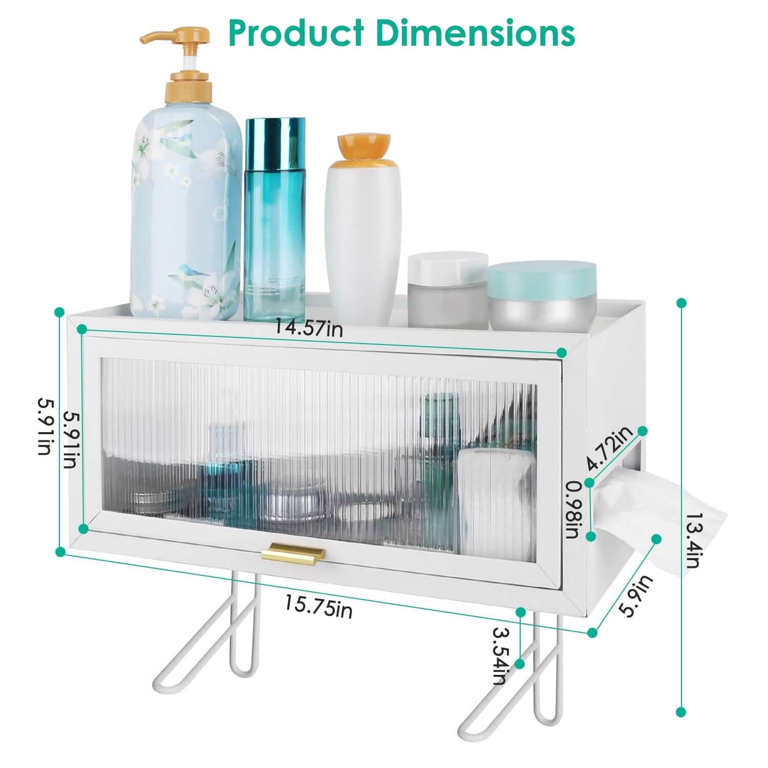 Over the Toilet Storage Cabinet with Dust-Proof Transparent Magnetic Door Side Opening DailySale