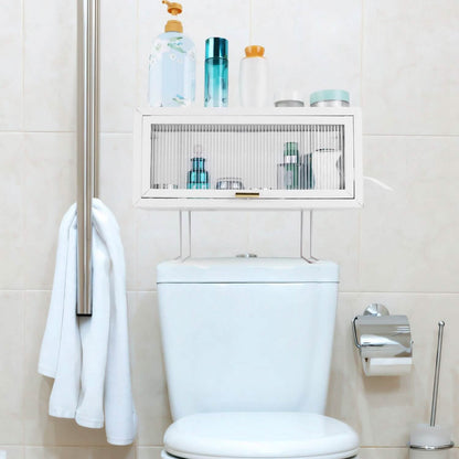 Over the Toilet Storage Cabinet with Dust-Proof Transparent Magnetic Door Side Opening DailySale