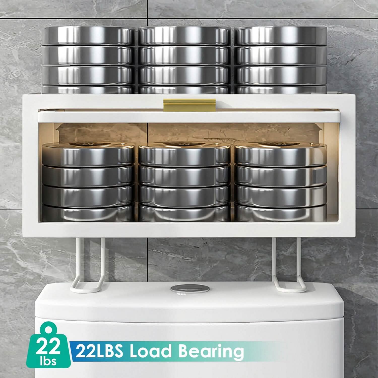 Over the Toilet Storage Cabinet with Dust-Proof Transparent Magnetic Door Side Opening DailySale