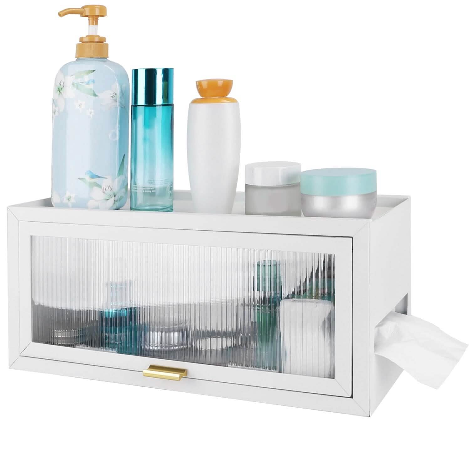 Over the Toilet Storage Cabinet with Dust-Proof Transparent Magnetic Door Side Opening DailySale