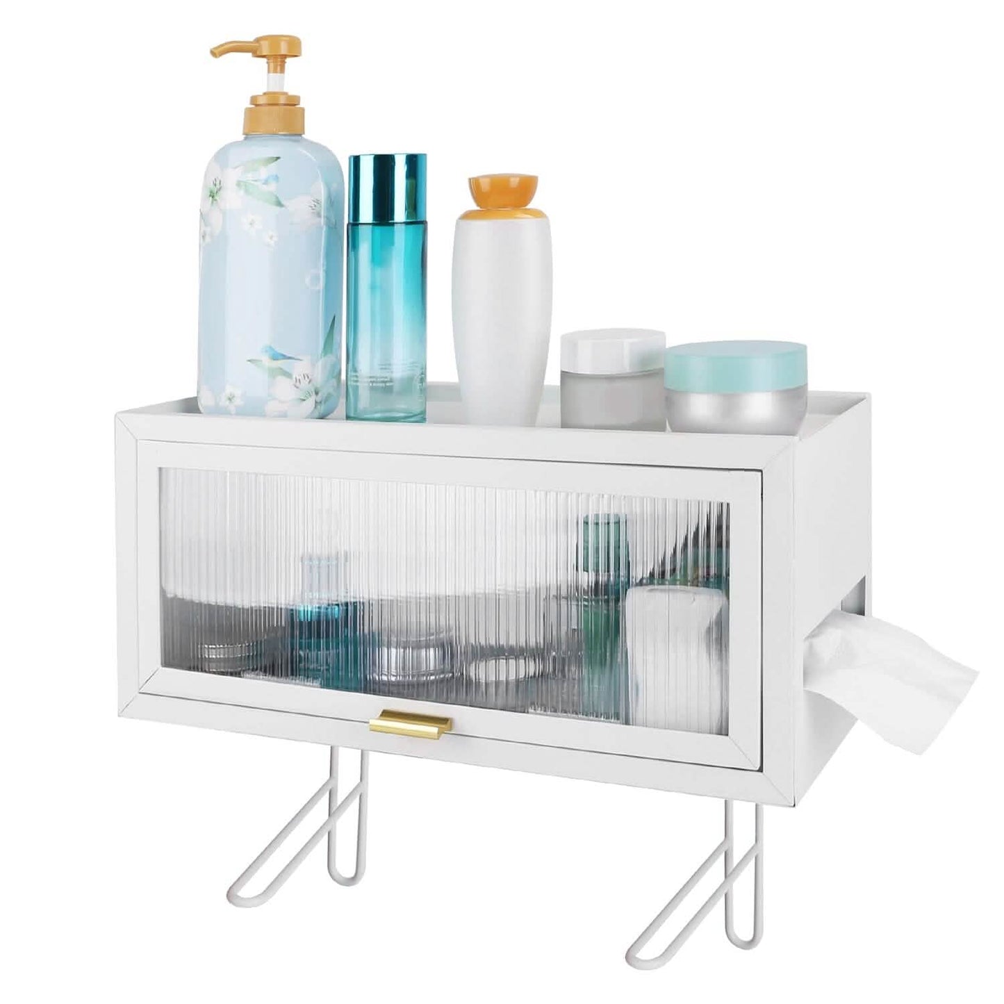 Over the Toilet Storage Cabinet with Dust-Proof Transparent Magnetic Door Side Opening DailySale