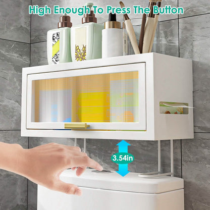 Over the Toilet Storage Cabinet with Dust-Proof Transparent Magnetic Door Side Opening DailySale