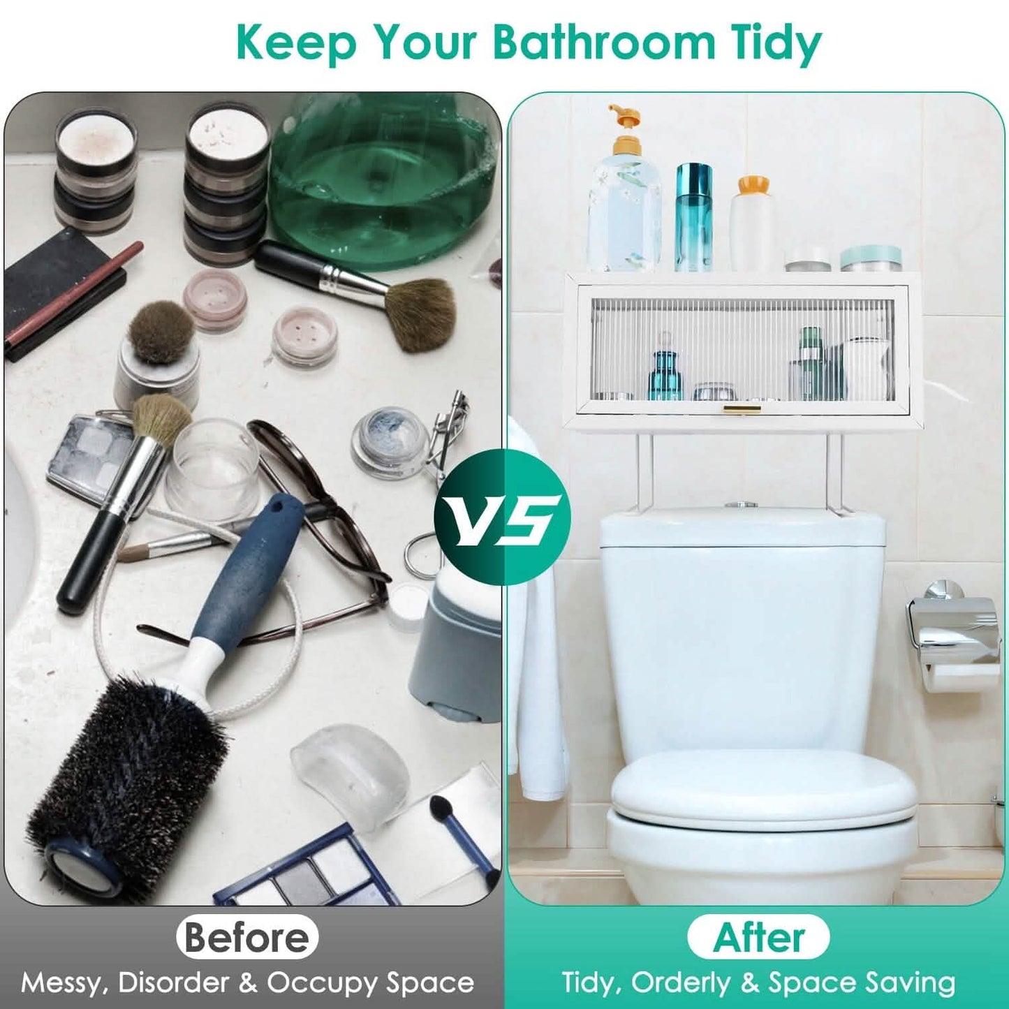 Over the Toilet Storage Cabinet with Dust-Proof Transparent Magnetic Door Side Opening DailySale