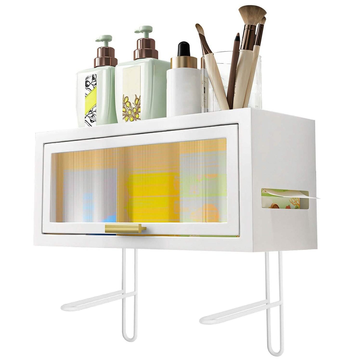 Over the Toilet Storage Cabinet with Dust-Proof Transparent Magnetic Door Side Opening DailySale