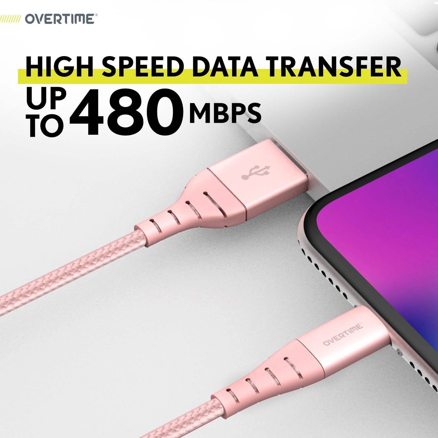 Overtime Apple MFi Certified iPhone Charger 6ft Long Nylon Braided Lightning Cable DailySale