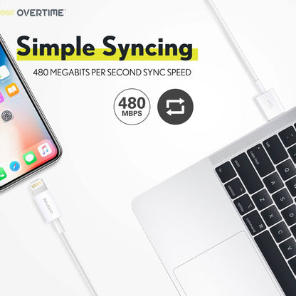 Overtime MFI Certified USB C to Lightning 6ft cable, Fast Charging & Data Transfer - White DailySale