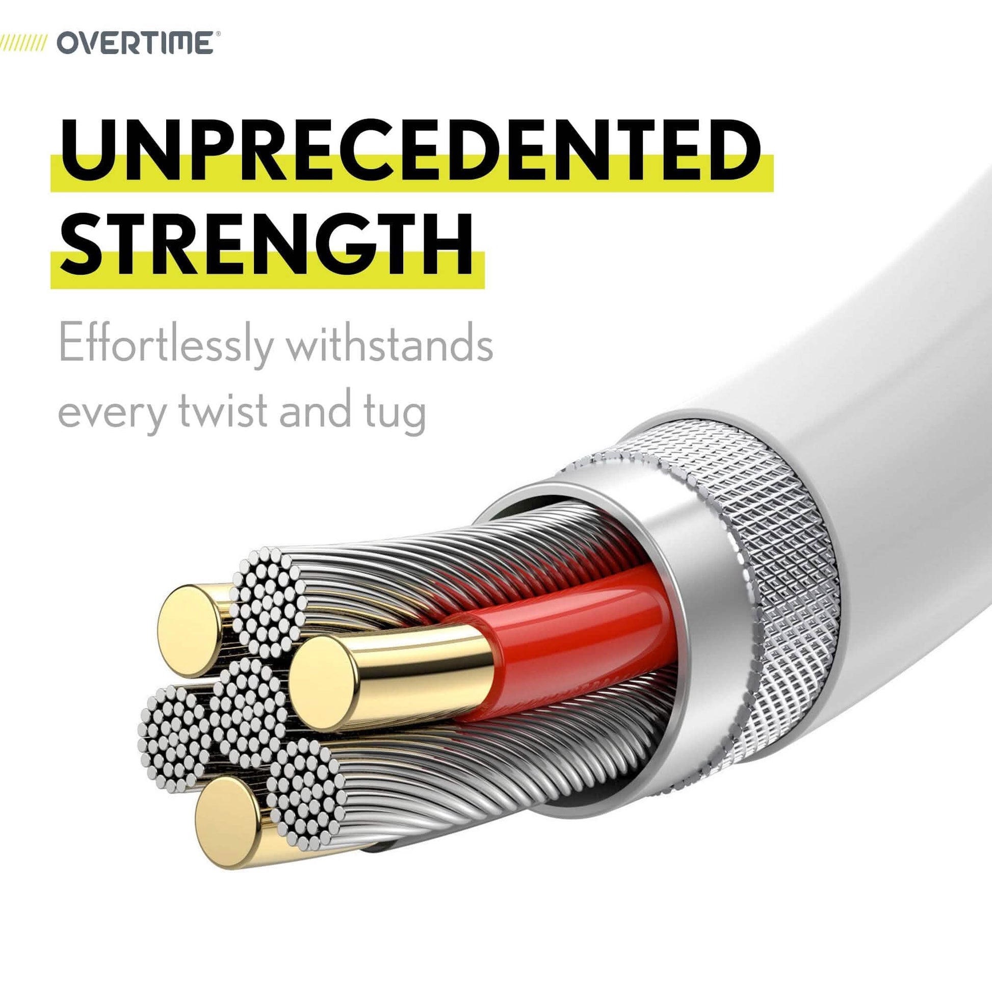 Overtime MFI Certified USB C to Lightning 6ft cable, Fast Charging & Data Transfer - White DailySale