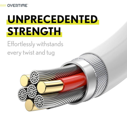 Overtime MFI Certified USB C to Lightning 6ft cable, Fast Charging & Data Transfer - White DailySale