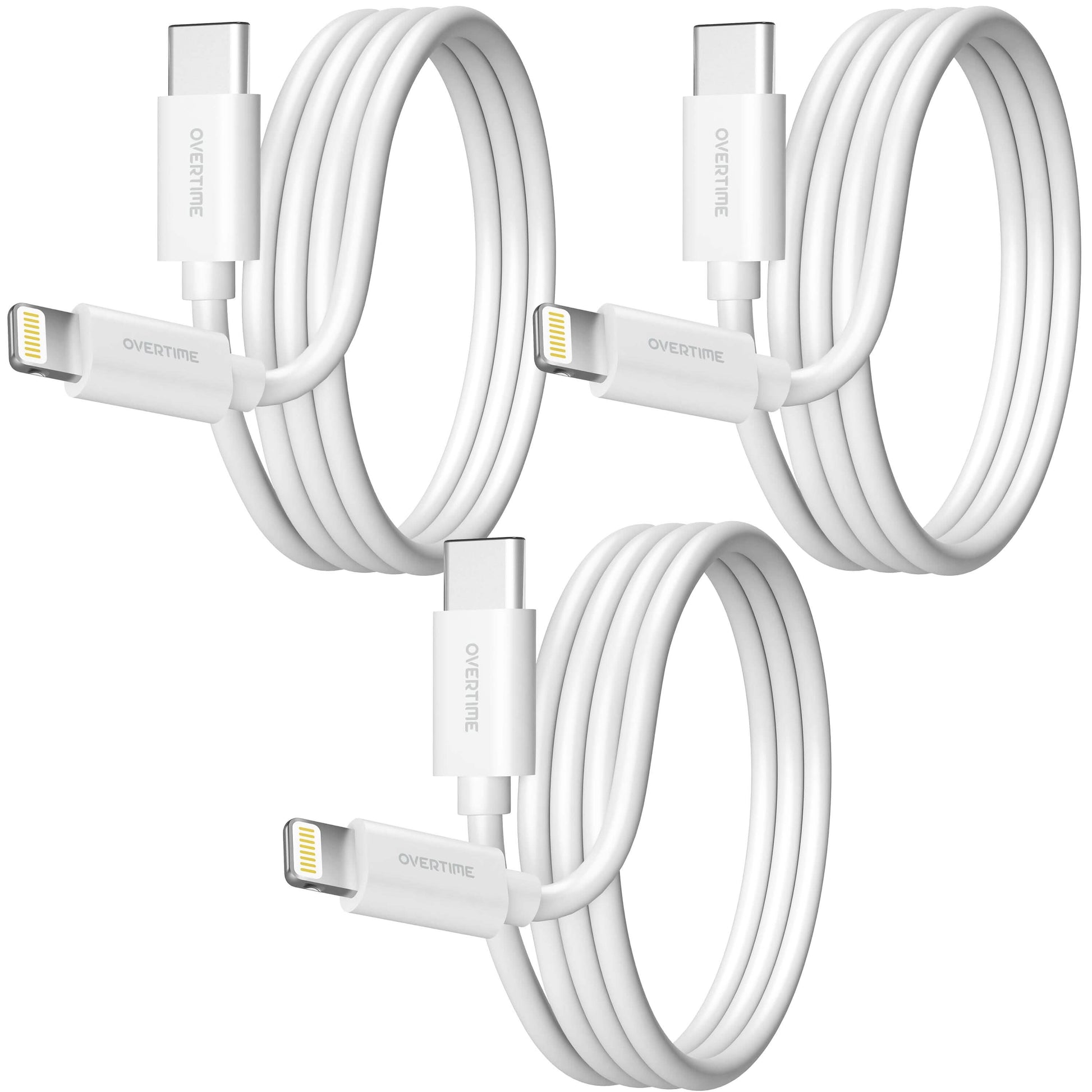 Overtime MFI Certified USB C to Lightning 6ft cable, Fast Charging & Data Transfer - White DailySale