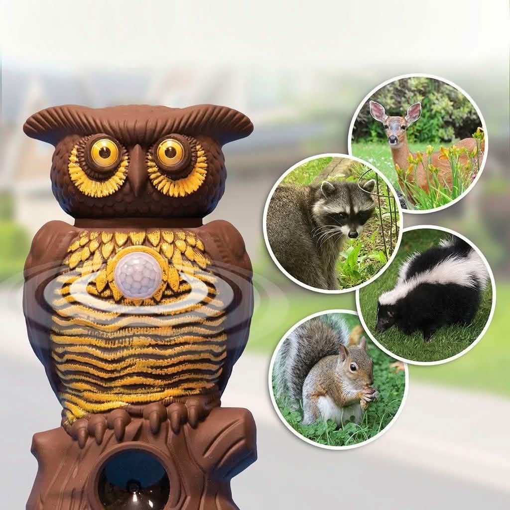 Owl Alert Statue - Targets Outdoor Pests Like Racoons, Deer, Rabbits, Squirrels, Mice and More DailySale