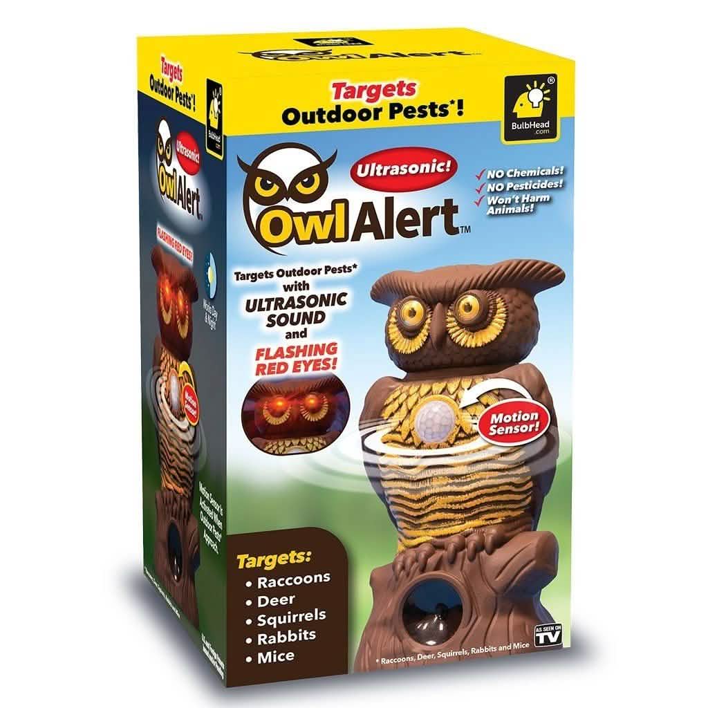 Owl Alert Statue - Targets Outdoor Pests Like Racoons, Deer, Rabbits, Squirrels, Mice and More DailySale