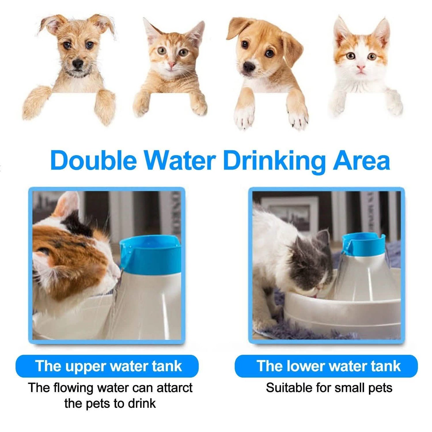 Ownpets® Pets Drinking Fountain Active Oxygen Cycle Two Drinking Area 3L DailySale