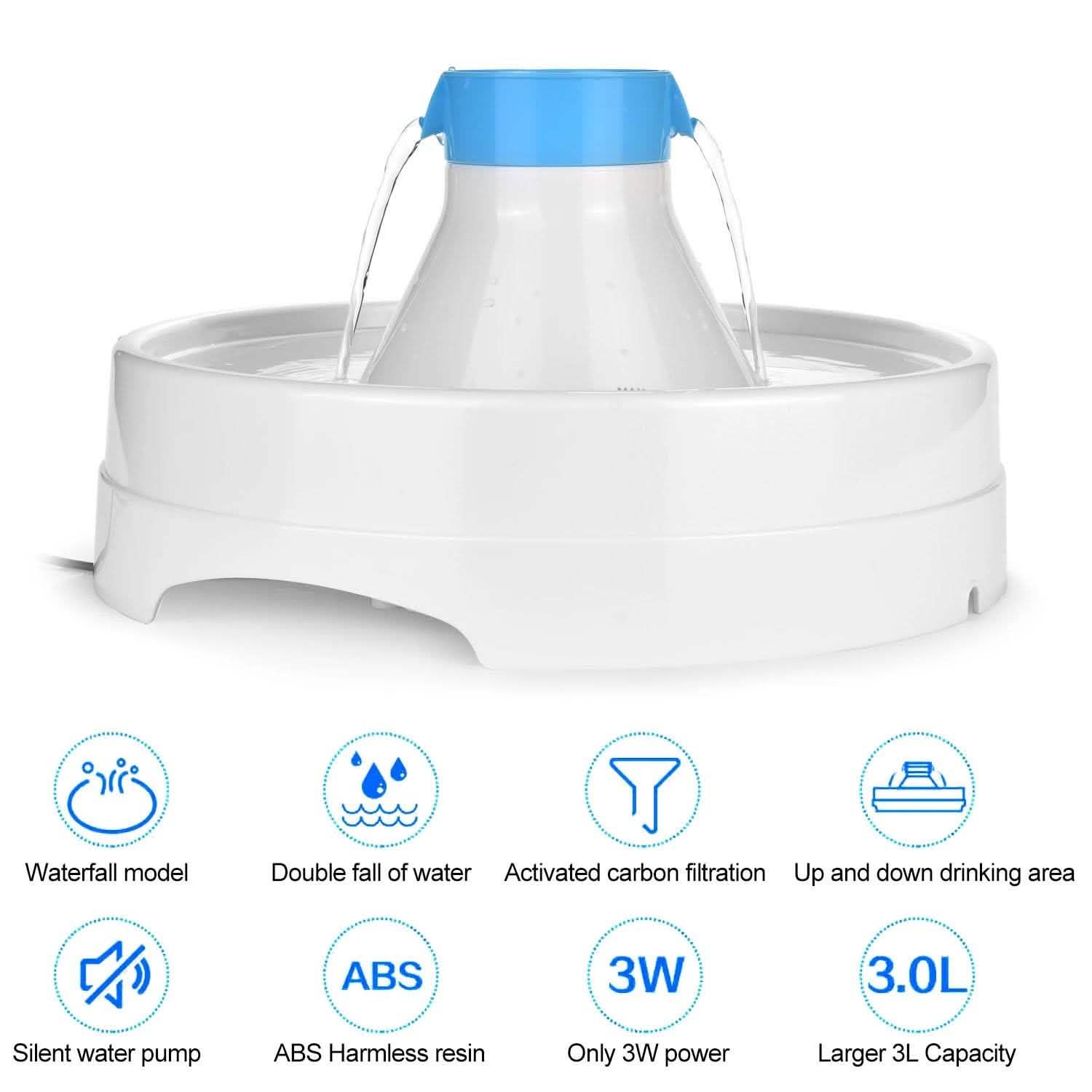 Ownpets® Pets Drinking Fountain Active Oxygen Cycle Two Drinking Area 3L DailySale