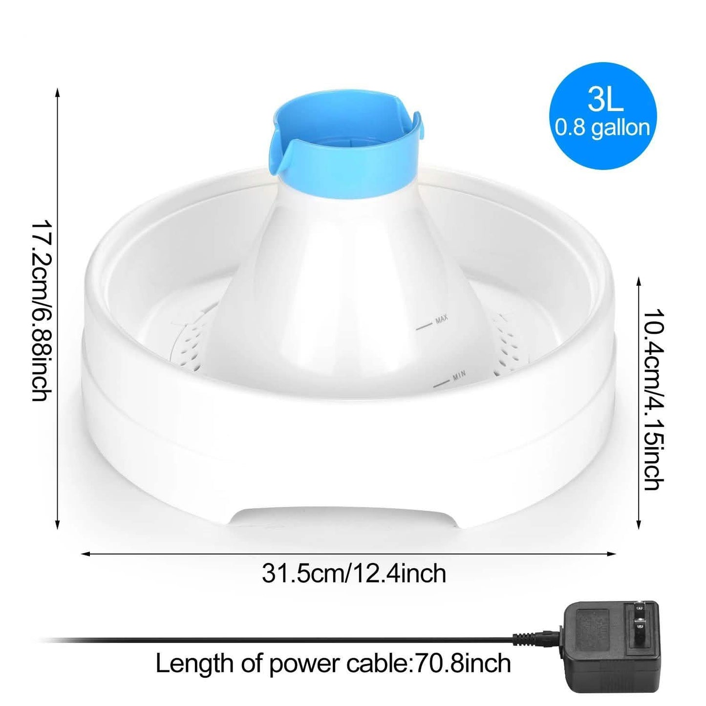 Ownpets® Pets Drinking Fountain Active Oxygen Cycle Two Drinking Area 3L DailySale