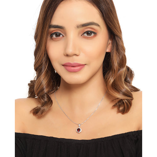 2.32 Carat Genuine Garnet and White Diamond 14K Yellow Gold with .925 Sterling Silver Pendant Bids.com