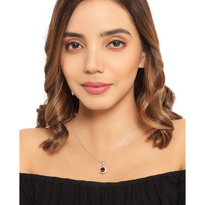 2.32 Carat Genuine Garnet and White Diamond 14K Yellow Gold with .925 Sterling Silver Pendant Bids.com