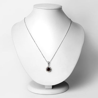 2.32 Carat Genuine Garnet and White Diamond 14K Yellow Gold with .925 Sterling Silver Pendant Bids.com