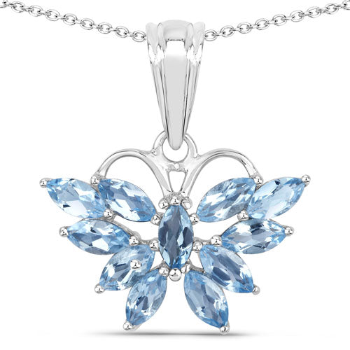 1.76 Carat Genuine Swiss Blue Topaz .925 Sterling Silver Pendant Bids.com