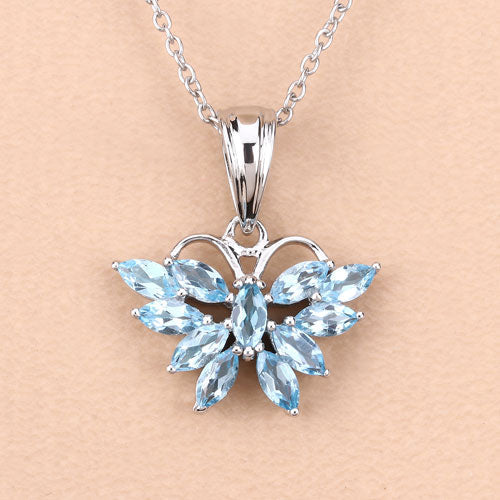 1.76 Carat Genuine Swiss Blue Topaz .925 Sterling Silver Pendant Bids.com
