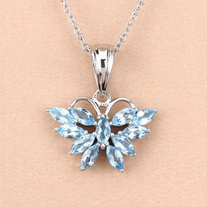 1.76 Carat Genuine Swiss Blue Topaz .925 Sterling Silver Pendant Bids.com