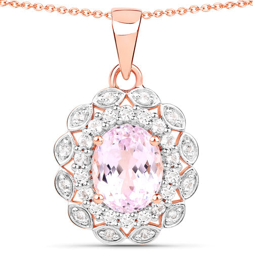 4.26 Carat Genuine Kunzite and White Topaz .925 Sterling Silver Pendant Bids.com
