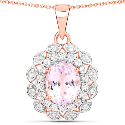 4.26 Carat Genuine Kunzite and White Topaz .925 Sterling Silver Pendant Bids.com