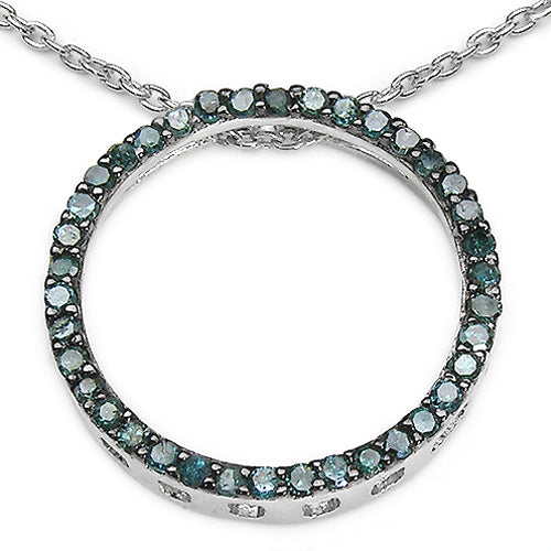 0.46 Carat Genuine Blue Diamond .925 Sterling Silver Pendant Bids.com