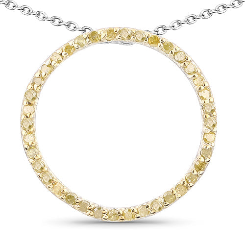 0.30 Carat Genuine Diamond Yellow .925 Sterling Silver Pendant Bids.com