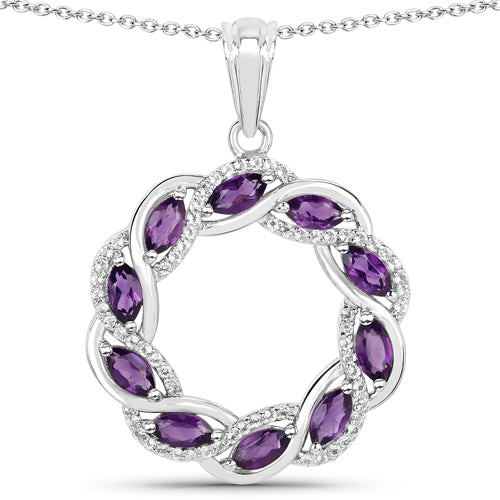 1.83 Carat Genuine Amethyst and White Topaz .925 Sterling Silver Pendant Bids.com