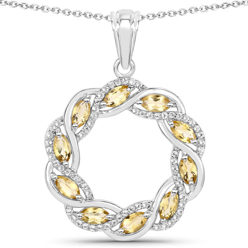 1.73 Carat Genuine Citrine and White Topaz .925 Sterling Silver Pendant Bids.com