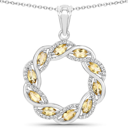 1.73 Carat Genuine Citrine and White Topaz .925 Sterling Silver Pendant Bids.com