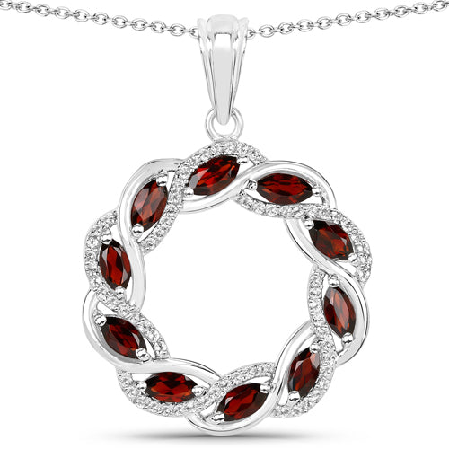 2.33 Carat Genuine Garnet and White Topaz .925 Sterling Silver Pendant Bids.com