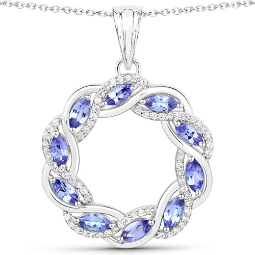 1.73 Carat Genuine Tanzanite and White Topaz .925 Sterling Silver Pendant Bids.com