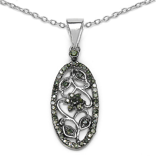 0.22 Carat Genuine Green Diamond .925 Sterling Silver Pendant Bids.com