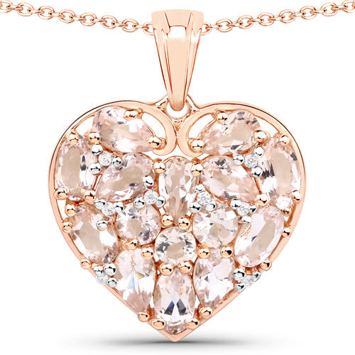 2.95 Carat Genuine Morganite and White Zircon .925 Sterling Silver Pendant Bids.com