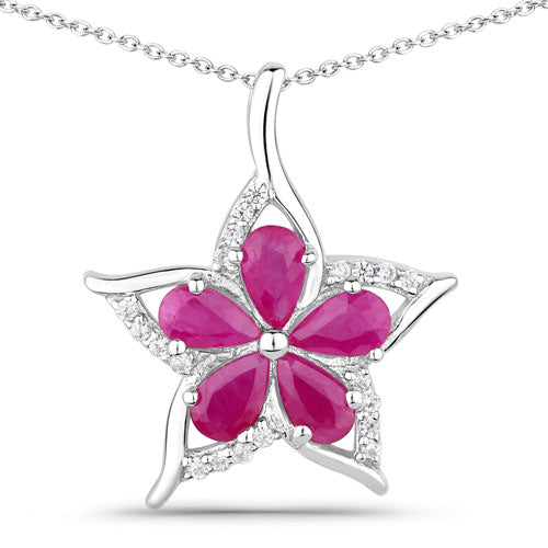 1.37 Carat Genuine Ruby and White Zircon .925 Sterling Silver Pendant Bids.com