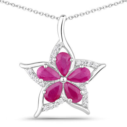 1.37 Carat Genuine Ruby and White Zircon .925 Sterling Silver Pendant Bids.com