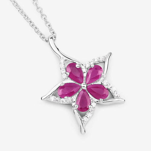 1.37 Carat Genuine Ruby and White Zircon .925 Sterling Silver Pendant Bids.com