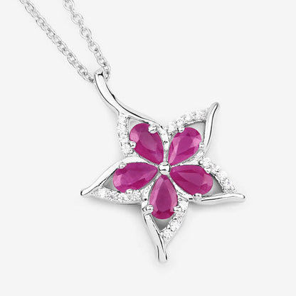 1.37 Carat Genuine Ruby and White Zircon .925 Sterling Silver Pendant Bids.com