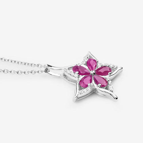 1.37 Carat Genuine Ruby and White Zircon .925 Sterling Silver Pendant Bids.com