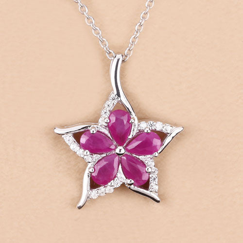 1.37 Carat Genuine Ruby and White Zircon .925 Sterling Silver Pendant Bids.com
