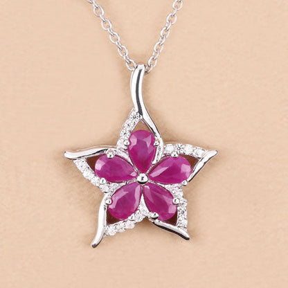 1.37 Carat Genuine Ruby and White Zircon .925 Sterling Silver Pendant Bids.com