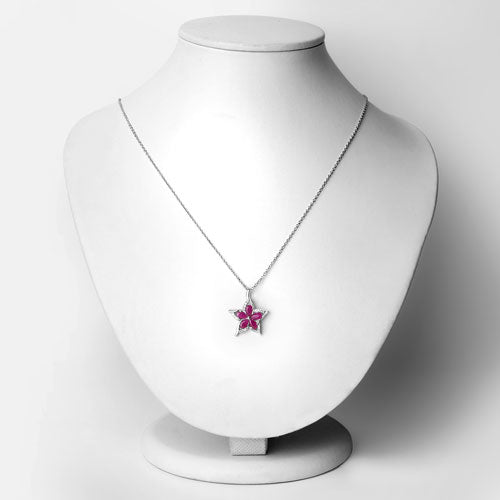 1.37 Carat Genuine Ruby and White Zircon .925 Sterling Silver Pendant Bids.com