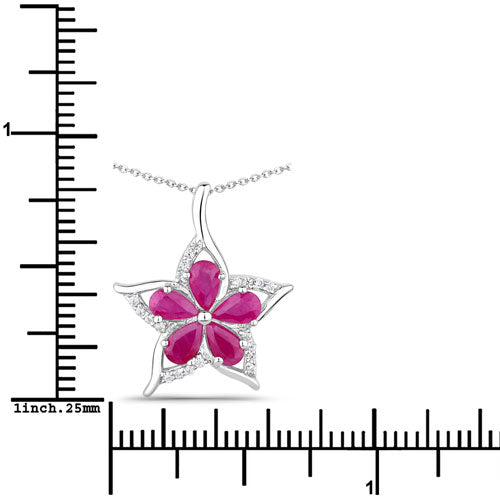 1.37 Carat Genuine Ruby and White Zircon .925 Sterling Silver Pendant Bids.com