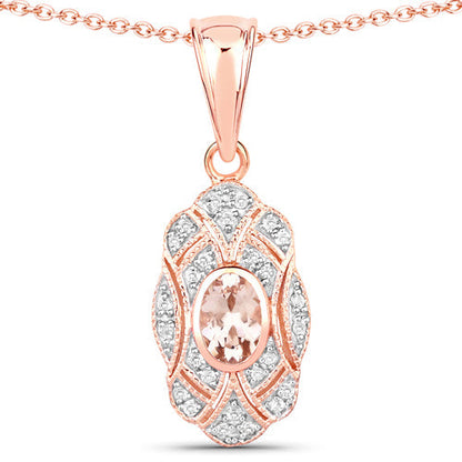 0.52 Carat Genuine Morganite and White Topaz .925 Sterling Silver Pendant Bids.com