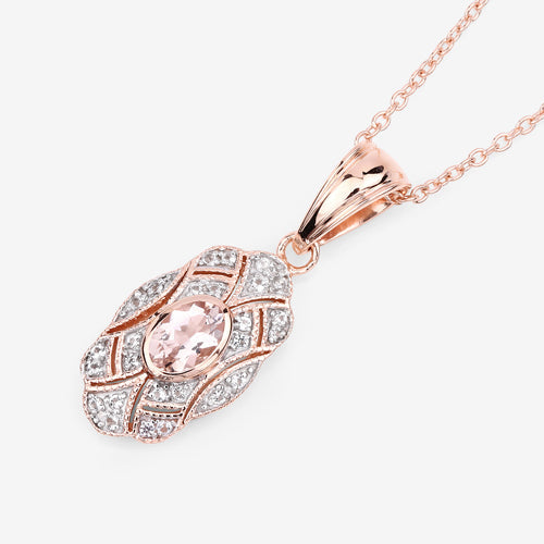 0.52 Carat Genuine Morganite and White Topaz .925 Sterling Silver Pendant Bids.com
